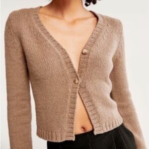 Abercrombie & Fitch Tan V-Neck Cardigan